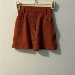 Source Unknown Rust Corduroy Button-Front Mini Skirt